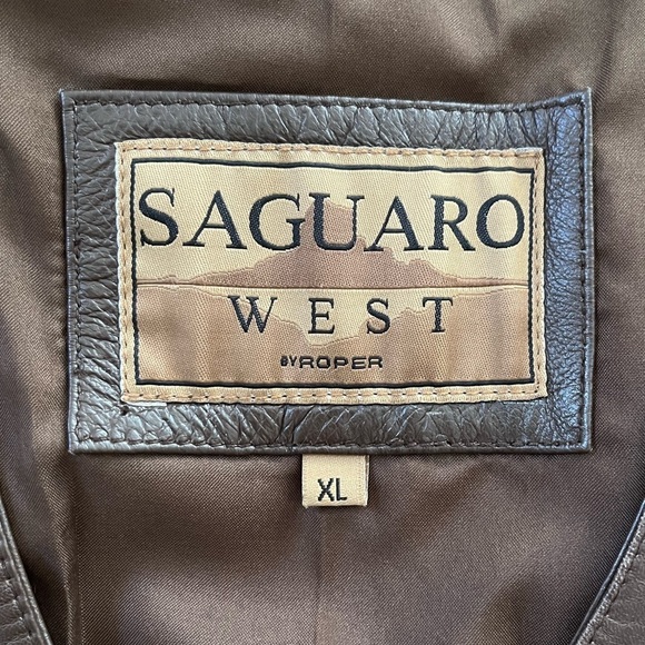 Saguaro by Roper Western Vest Men's Size L Leather Brown Snap Button Rodeo - Picture 11 of 16